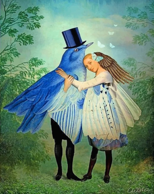 

Woman And Blue Bird – Paint By Numbers - 40*50CM, 501 Original
