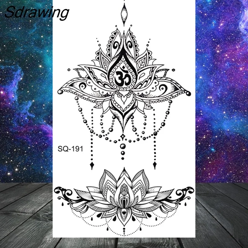 Sdrawing Butterfly Anchor Lion Wolf Temporary Tattoos For Women Men Skeleton Whale Elephant Fake Tattoo Neck Arm Hands Small Tatoo