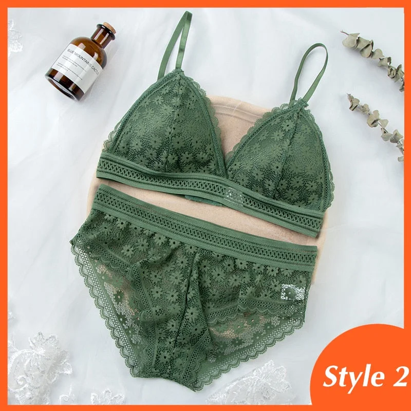 Women Lace Bra Sets Seamless Underwear Backless Vest Sexy Panties Padded Female Intimates Bralette Lingerie Ultrathin Briefs