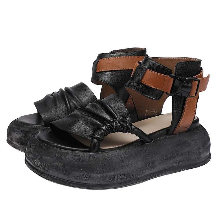 Vintage Thick Bottom Leather Sandals