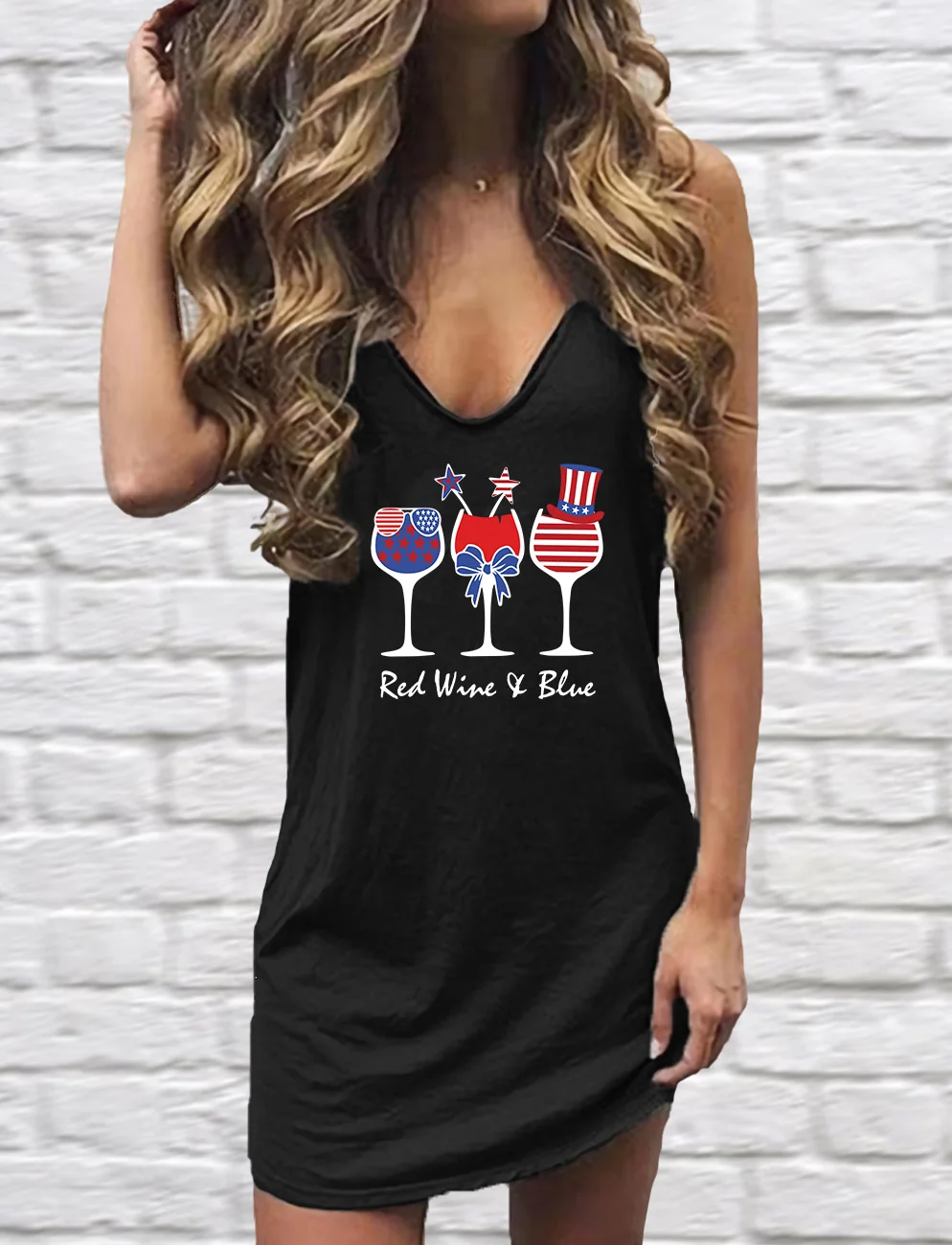 Red Wine and Blue 4th of July Mini Dress