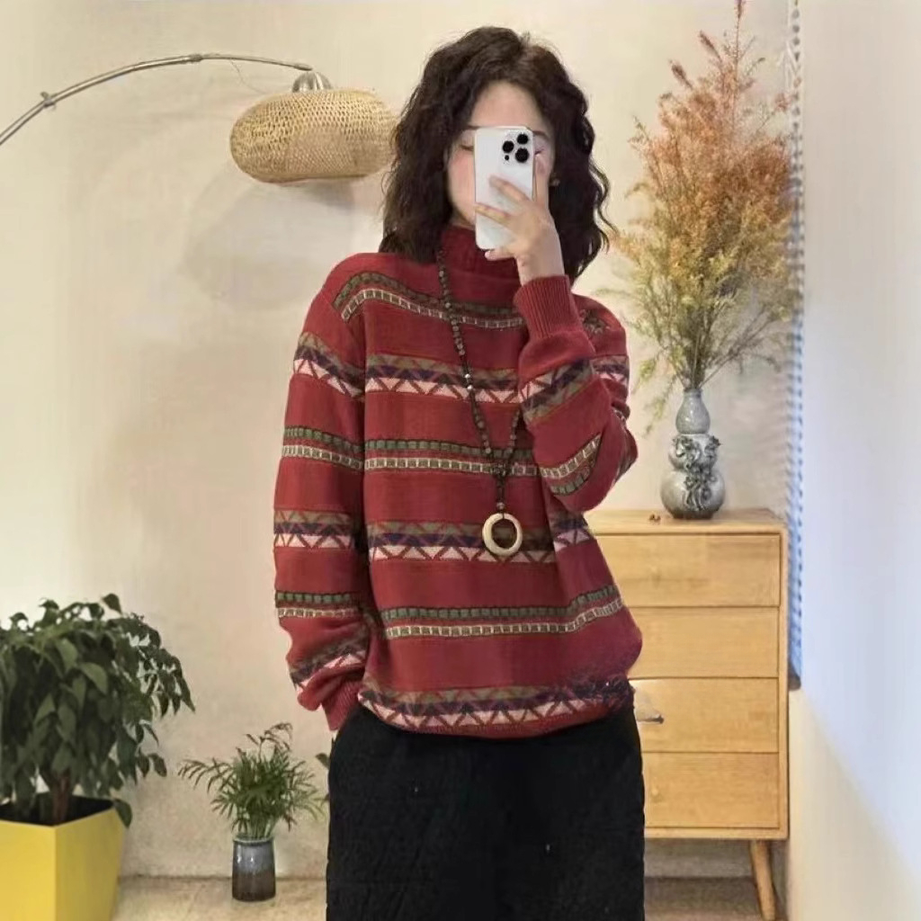 Women Long Sleeve V-neck Graphic Floral Printed Top