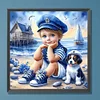 (US Local)Paint By Numbers Kit On Canvas DIY Oil Art Seaside Boy and Dog Picture Home Decor40x40cm