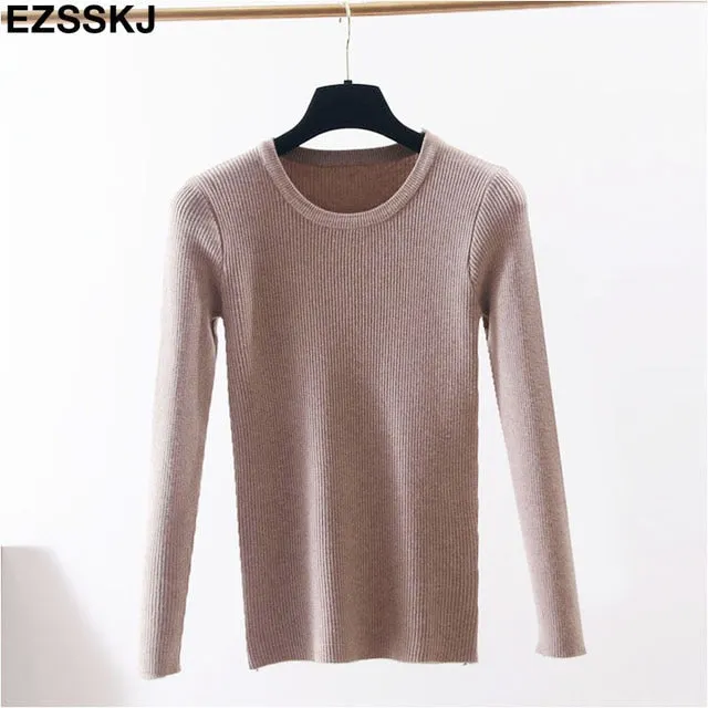 winter clothes Knitted woman sweaters Pullovers spring Autumn Basic women's jumper Slim women's sweater cheap pull long sleeve