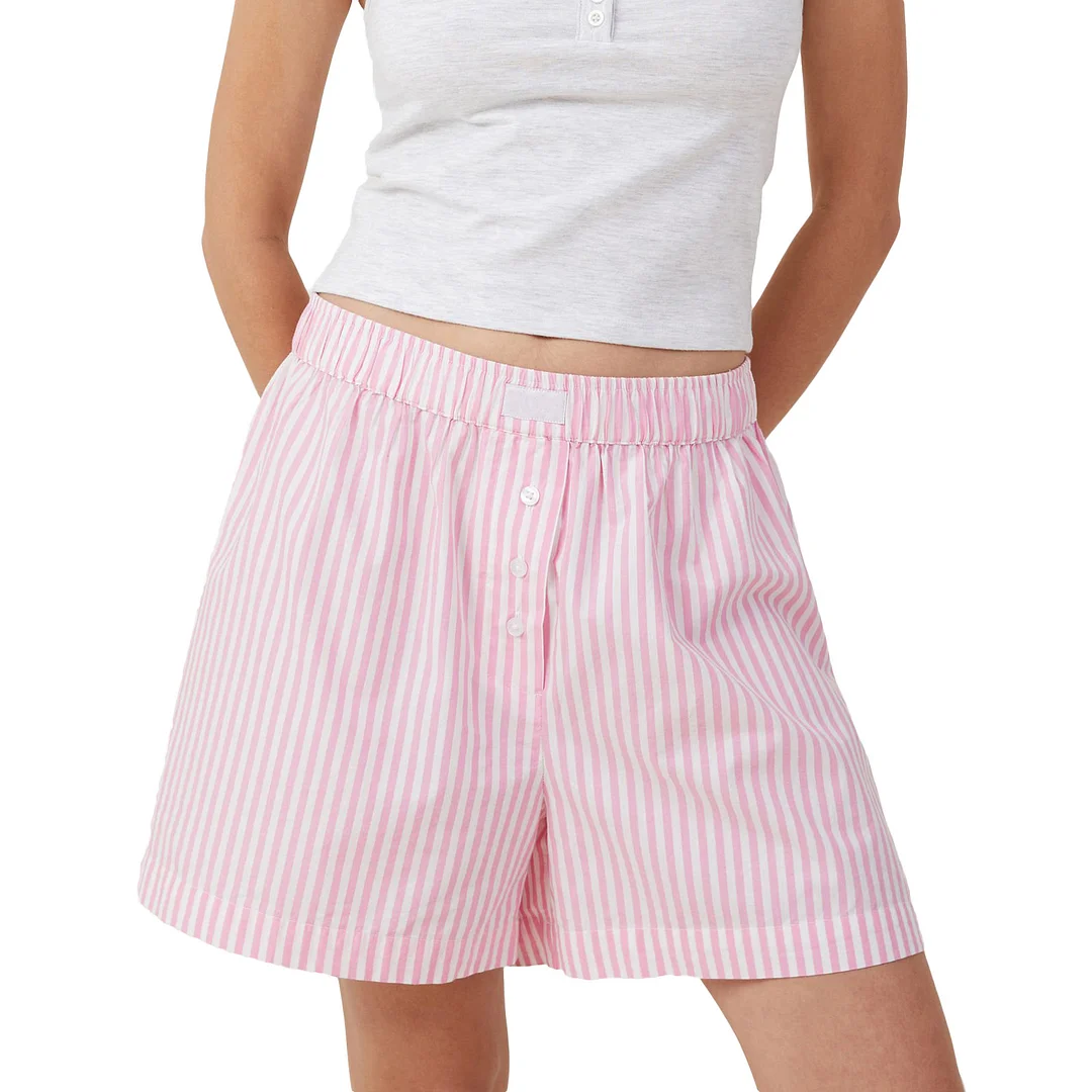 Athvotar Athvotar Women's Mid-Rise Shorts Loose Leisure Resort Style Women's Comfortable Three Button Pants