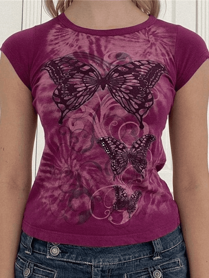 Brownm Vintage Butterfly Baby Tee