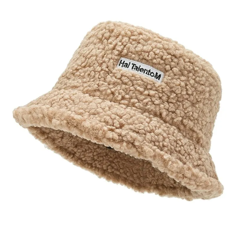 Women Hat Solid Artificial Fur Warm Female Cap Faux Fur Winter Bucket Hat for Women Outdoor Sunscreen Sun Hat Panama Cap Ladies
