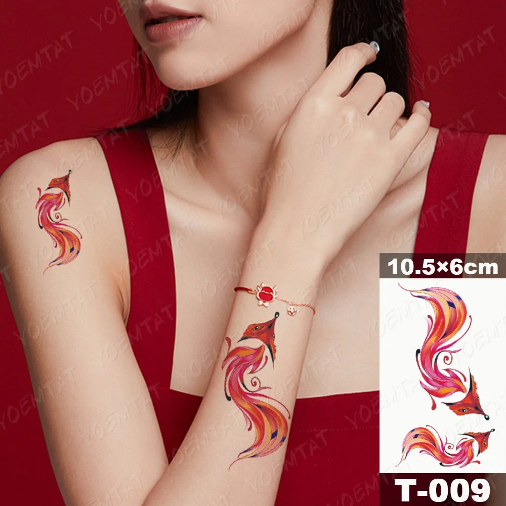 Waterproof Temporary Tattoo Sticker Moth Butterfly Wolf Snake Deer Panda Animal Flash Tatto Women Men Kids Body Art Fake Tattoos