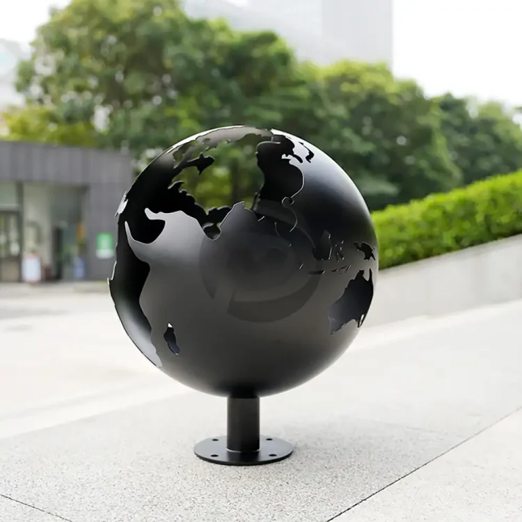 Metal globe sculpture