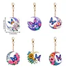 (US Local)6Pcs Double Sided Special Shaped Moon Butterfly Diamond Painting Keychain Decor
