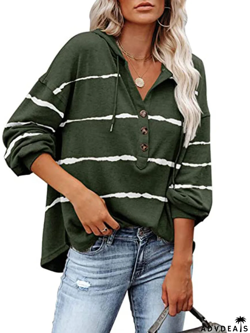 Women Long Sleeve Lapel Floral Printed Casuals Hoodies