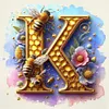 >SALE<5D DIY Full Round Drill Diamond Painting Letter K Home Decor Art Craft 30x30cm