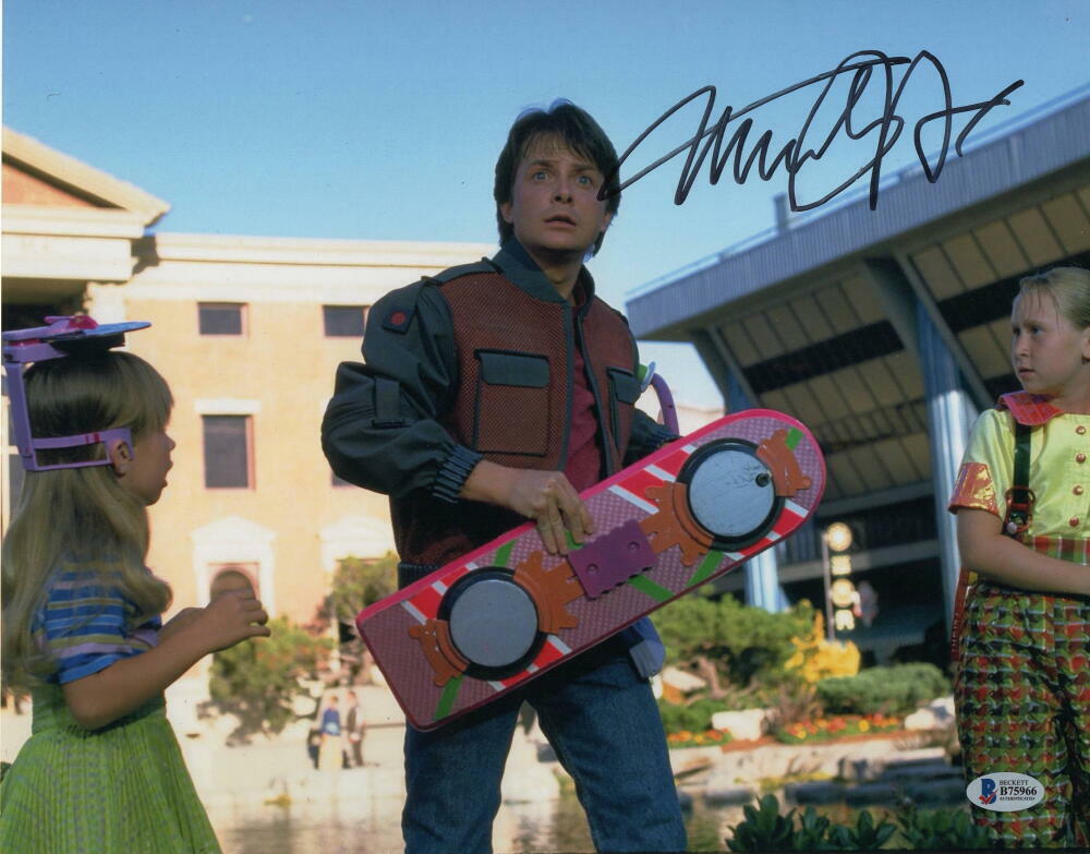 MICHAEL J FOX SIGNED AUTOGRAPH 11x14 Photo Poster painting - MARTY BACK TO THE FUTURE 3 BECKETT