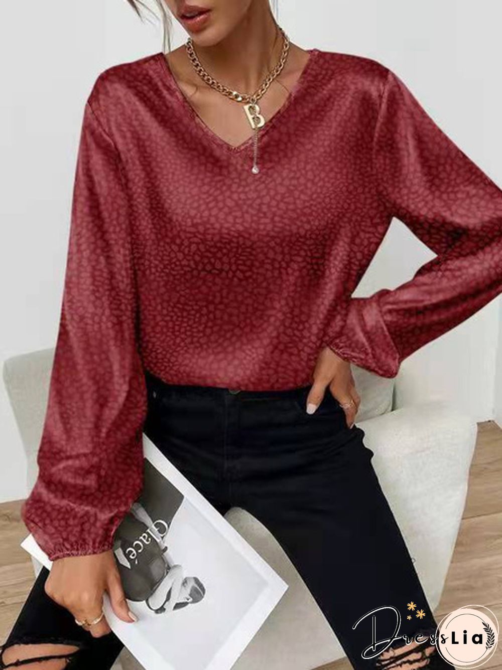 XS-8XL Spring Summer Tops Plus Size Fashion Clothes Women's Casual Long Sleeve Shirts Leopard Printed Chiffon Blouses Ladies Deep V-neck Loose T-shirts