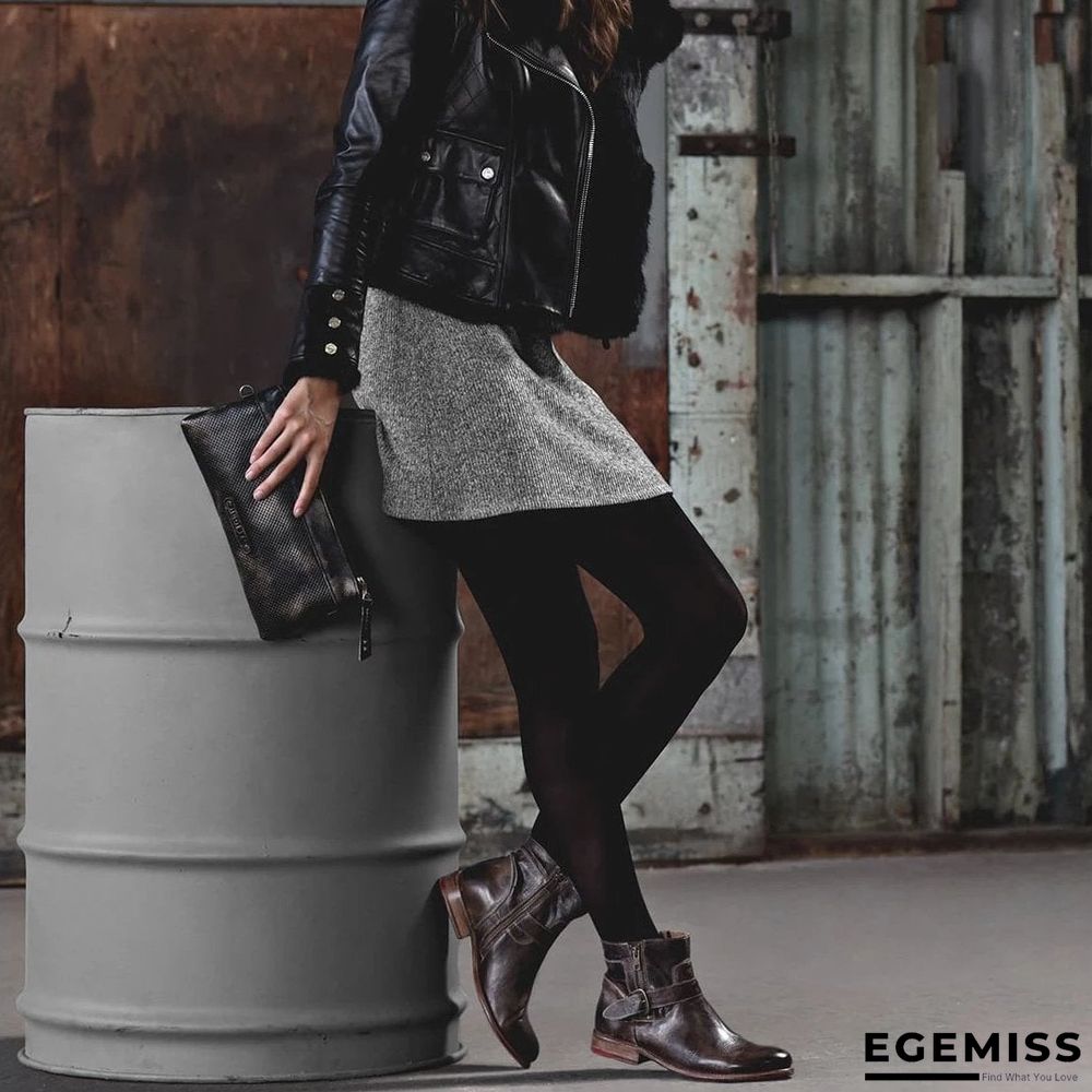 Fashion Zipper Low Heel Martin Boots | EGEMISS