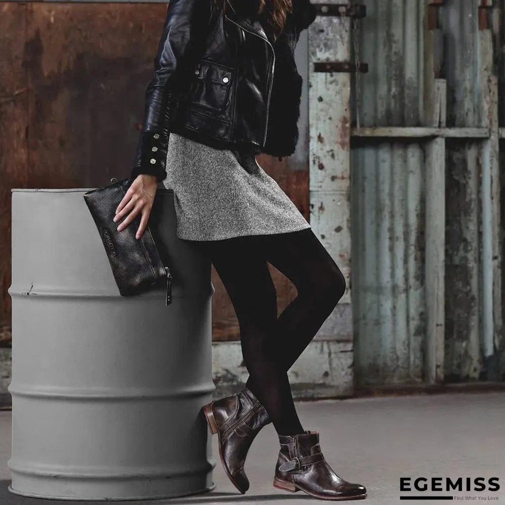 Fashion Zipper Low Heel Martin Boots | EGEMISS