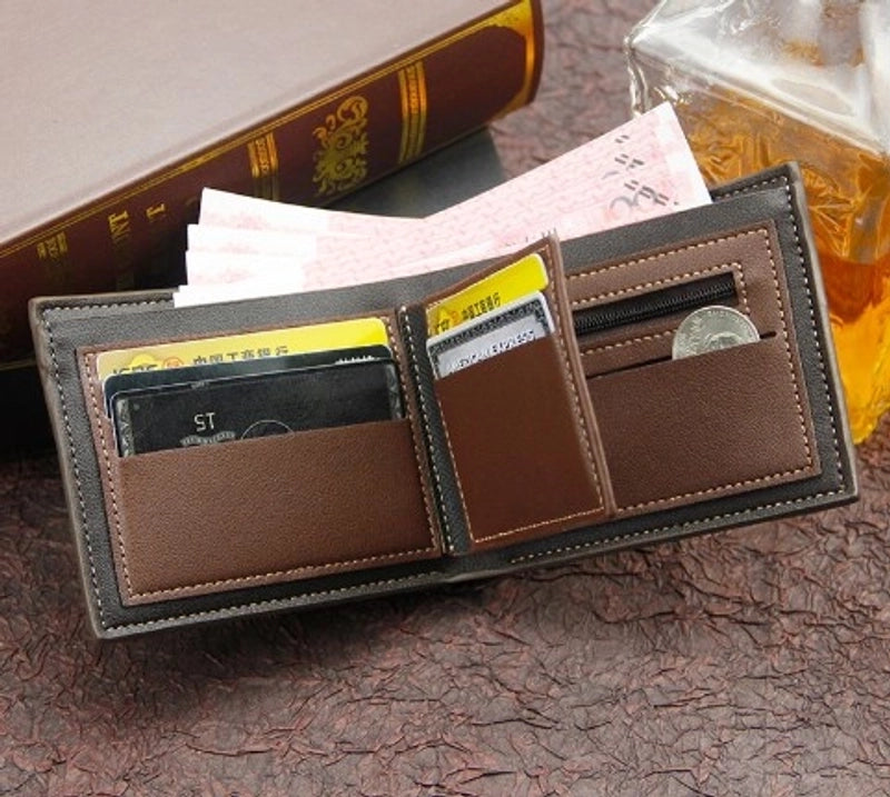 Men’s Solid Color Pu Leather Open Wallets