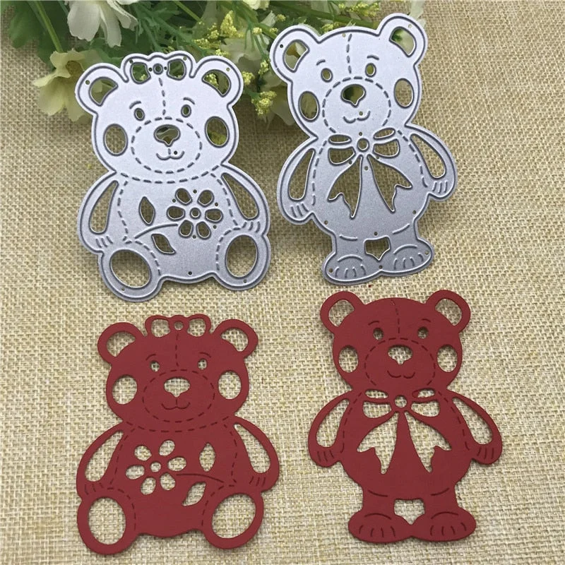 2pcs/set Lively Bear Designs Metal Cutting Dies Stencils for Scrapbooking Embossing Album Paper Card Craft