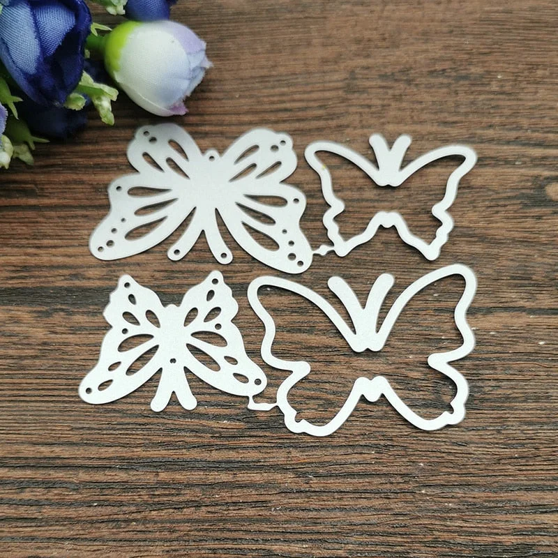 4PCS Butterfly frame Stamps Metal Cutting Dies Stencils For DIY Scrapbooking Decorative Embossing Handcraft Die Cutting Template