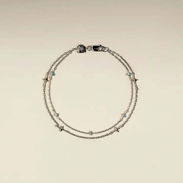 Cosmic Opal Double Bracelet in Silver