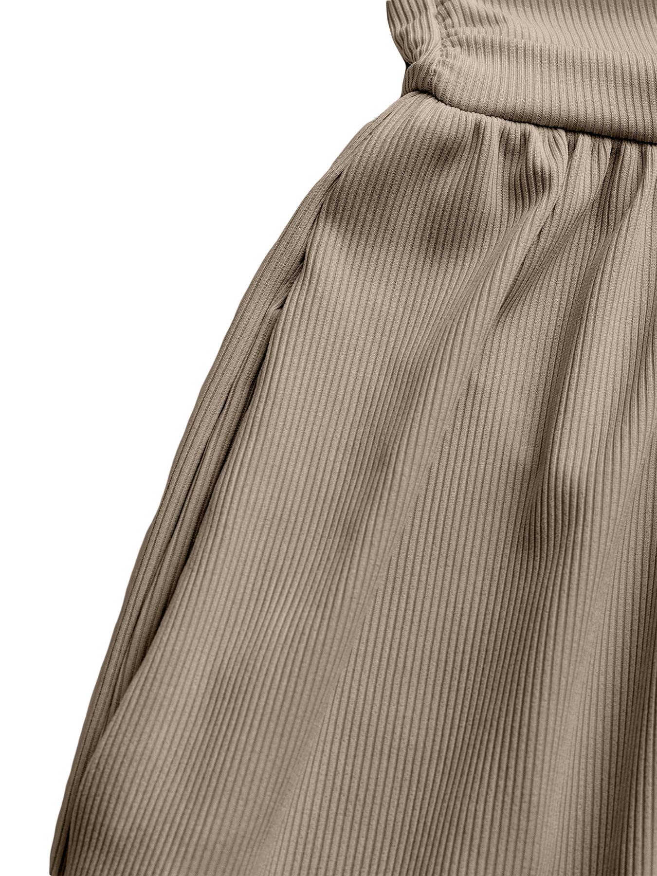 Women's Plain Ruched Deep V Neck Wide Leg Jumpsuit, Casual Sleeveless Ribbed Jumpsuit for Daily Wear, Ladies Clothes for All Seasons, Womenswear Basic Minimalist