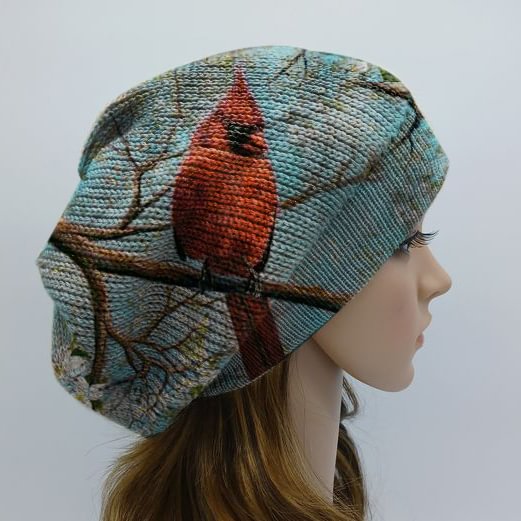 Ladies casual bird print hat