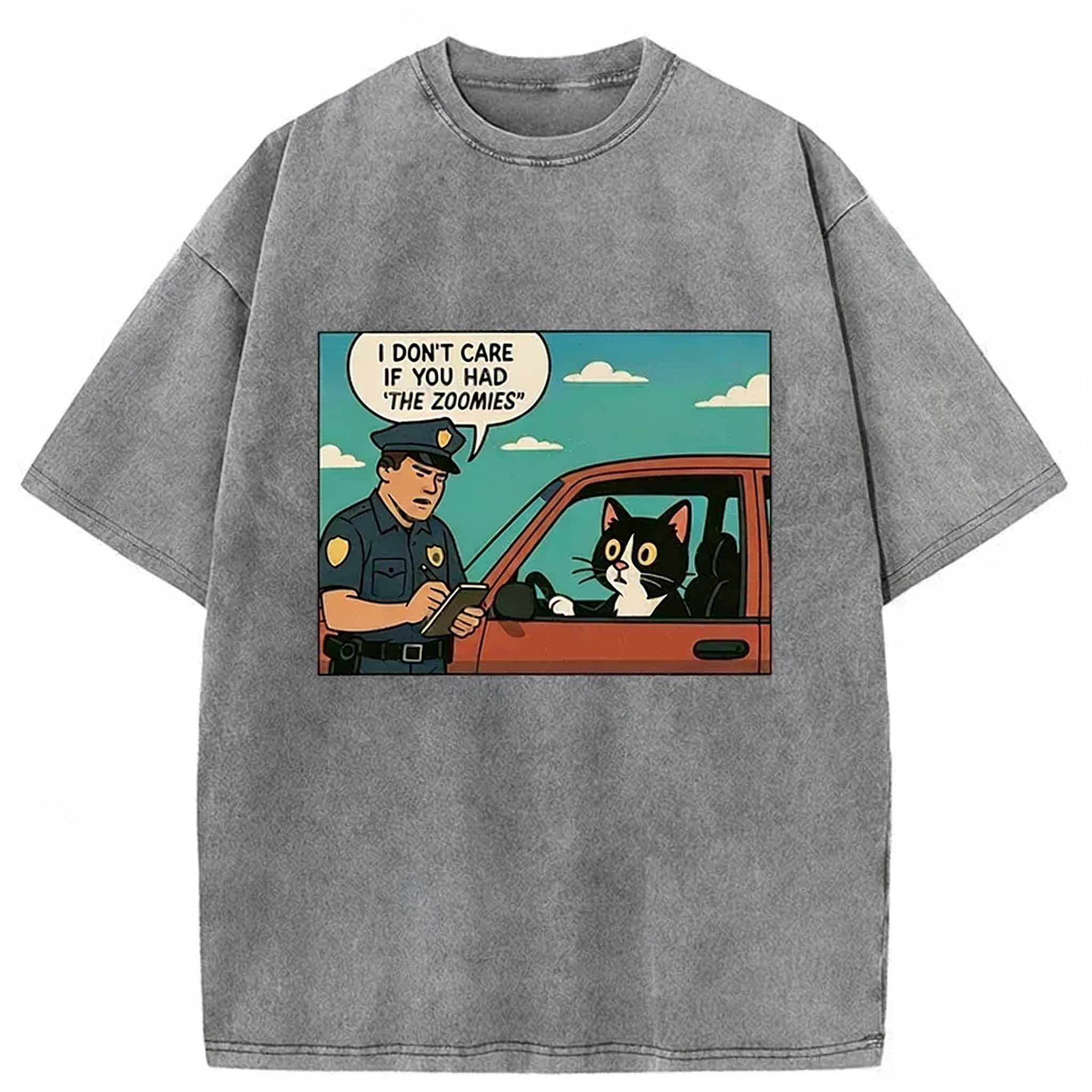 Cat Gets Ticket For Speeding Washed T-shirt elevenforest