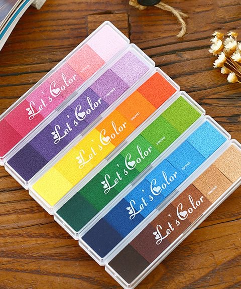 6 Pcs 6-Color Gradient Long Size Ink Stamp Pad Set