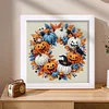 5D DIY Partial Special Shaped Drill Diamond Painting Halloween Wreath Art With Frame Kit 8x18cm