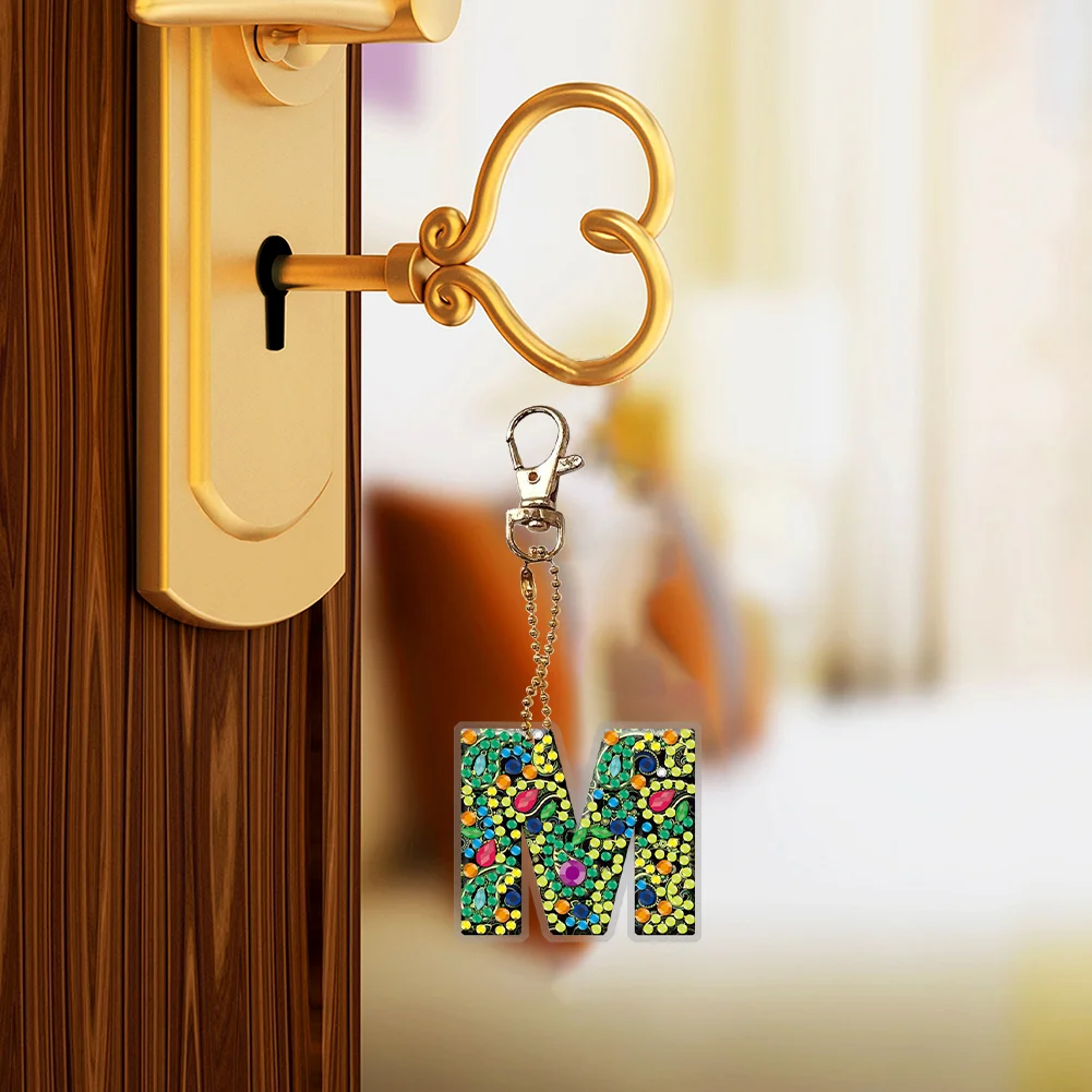 DIY Diamond Art Keychains Handmade Point Drill Key Ring Letters Lady Bag Pendant