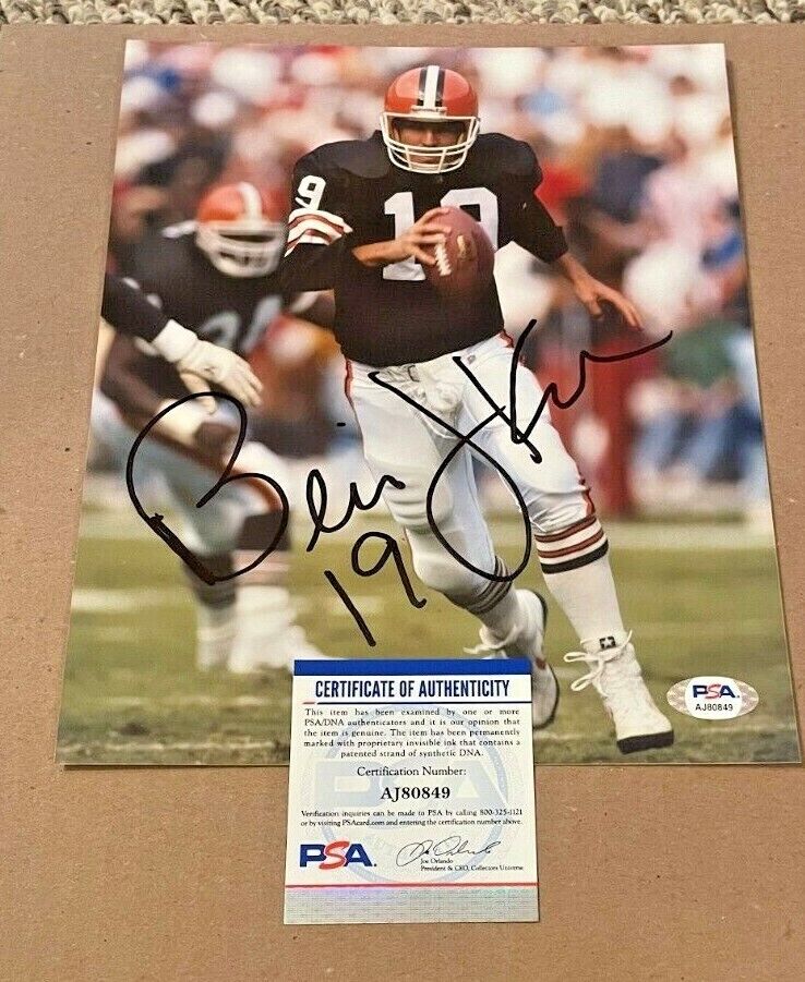 BERNIE KOSAR SIGNED CLEVELAND BROWNS 8X10 Photo Poster painting PSA/DNA CERTIFIED