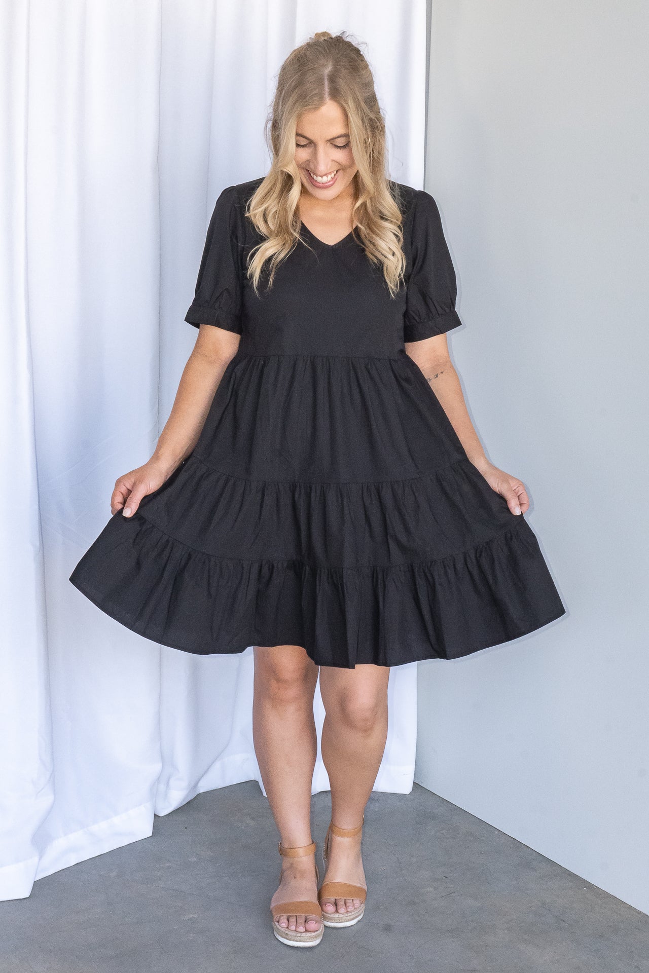 Victoria Cotton Dress in Black