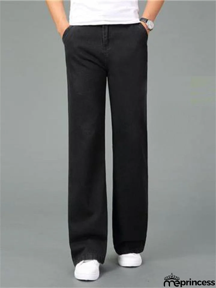 Men's Stylish Comfortable Solid Color Wide Leg Jeans