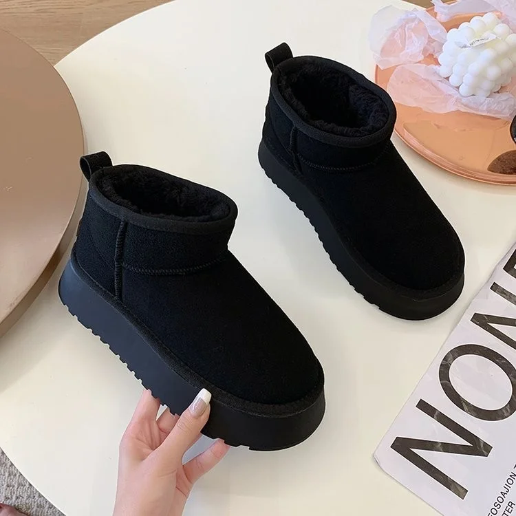 Canrulo Sheepskin Wool Comprehensive Anti-skid Snow Boots Women's Mini Short Boots Warm Winter Thickened Women's Shoes Botas Mujer