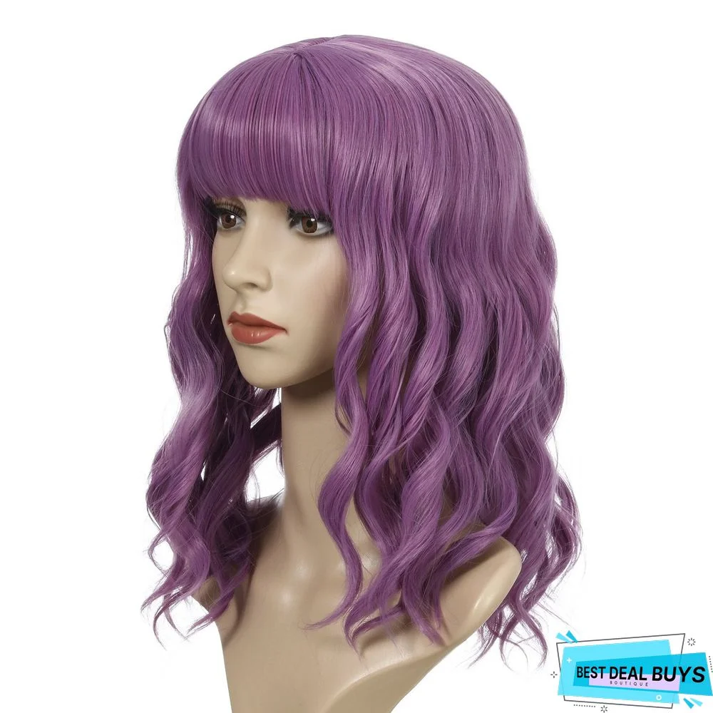 European and American Short Curly Hair with Bangs and Chemical Fiber Headgear