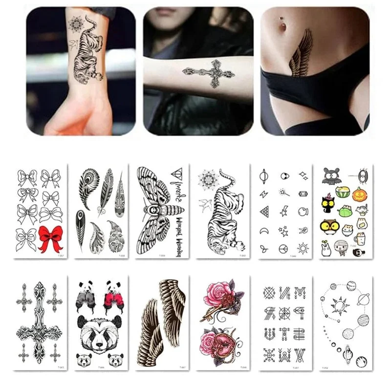100 Piece Waterproof Temporary Tattoo Stickers Set Small Fresh Animal Flowers Men and Women Wholesale Art Fake Tattoo Arm Tattoo