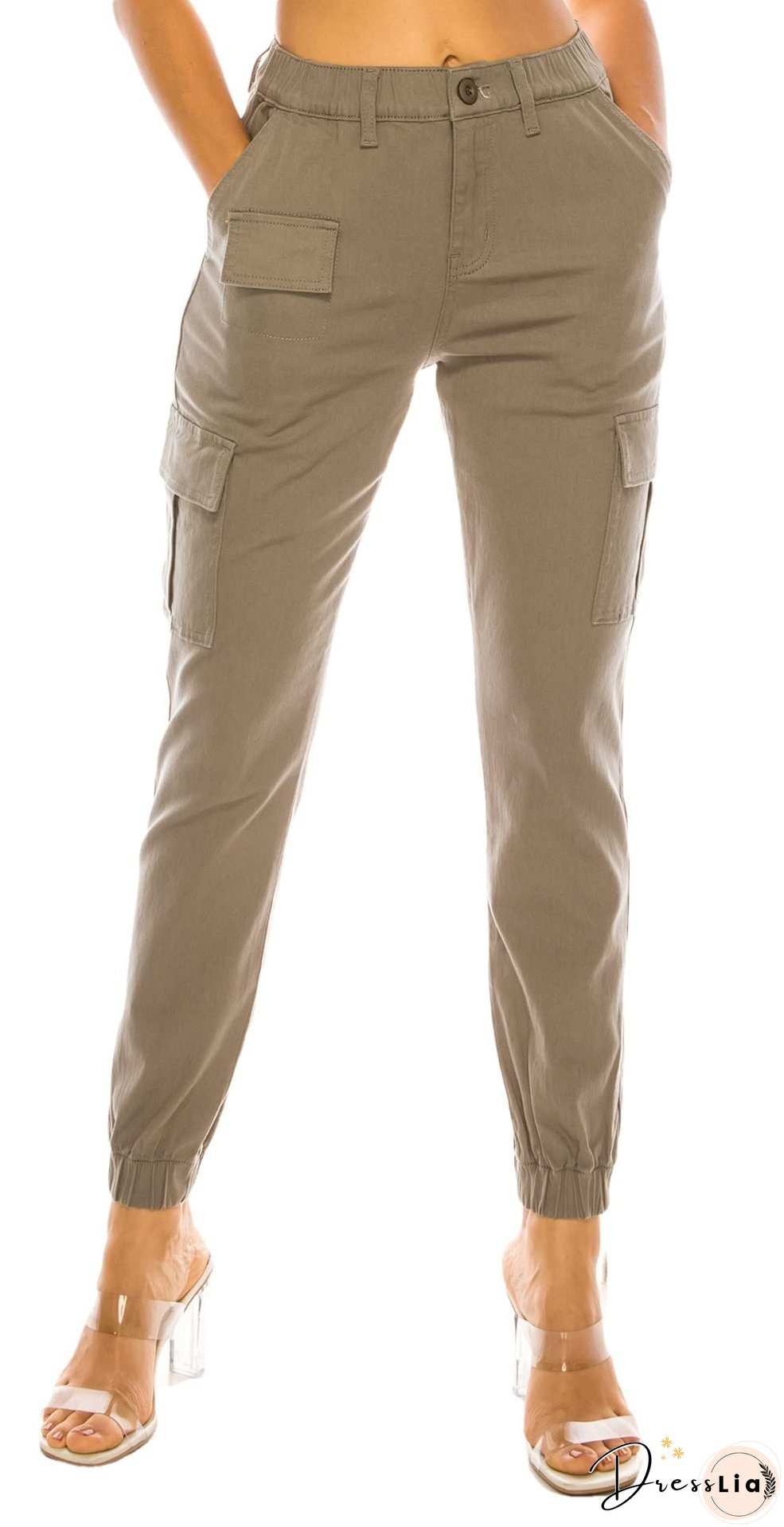 Women's Outdoor Overalls Design Elastic Waist Casual Pants