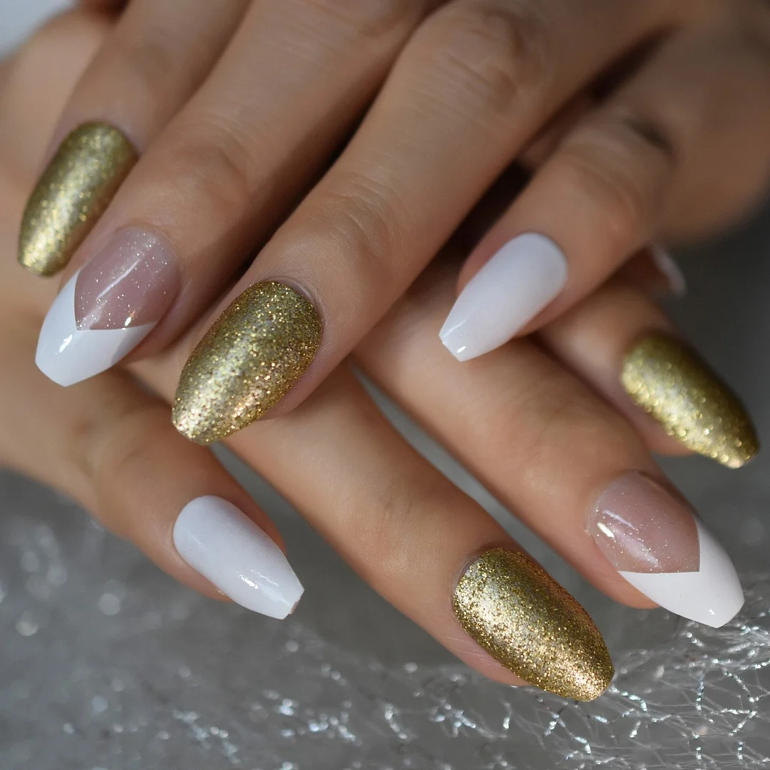 Medium Nail Tips Fingernail Full Cover Coffin Reuseable False Nail Press On Nails French Manicure Nail Art Pre Designs 2021 Aug.-Nail Inspo