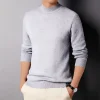 Men's Winter Solid Color Half Turtle Collar Slim Fit Stretch Knit Sweater