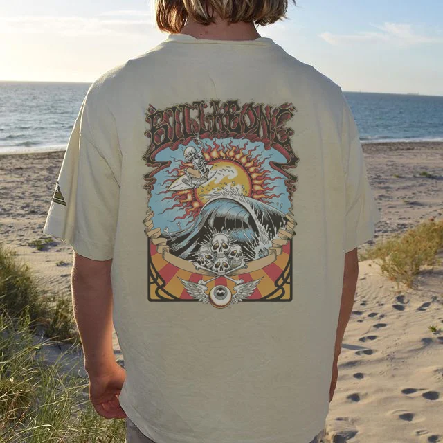 Seaside Skull Print Holiday T-shirt 85a1