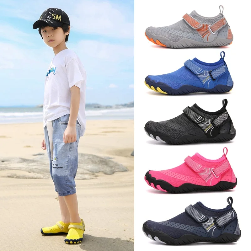 school supplies  Children Aqua Shoes Solid Color  Barefoot Water Beach Wading Child Summer Non-Slip Sport Swimming Watersport Beach Shoes Kids