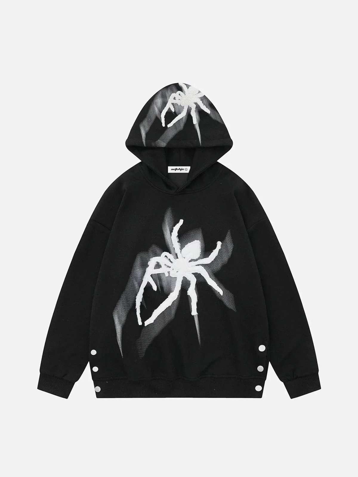 Black Embroidered Spider Hoodie Front