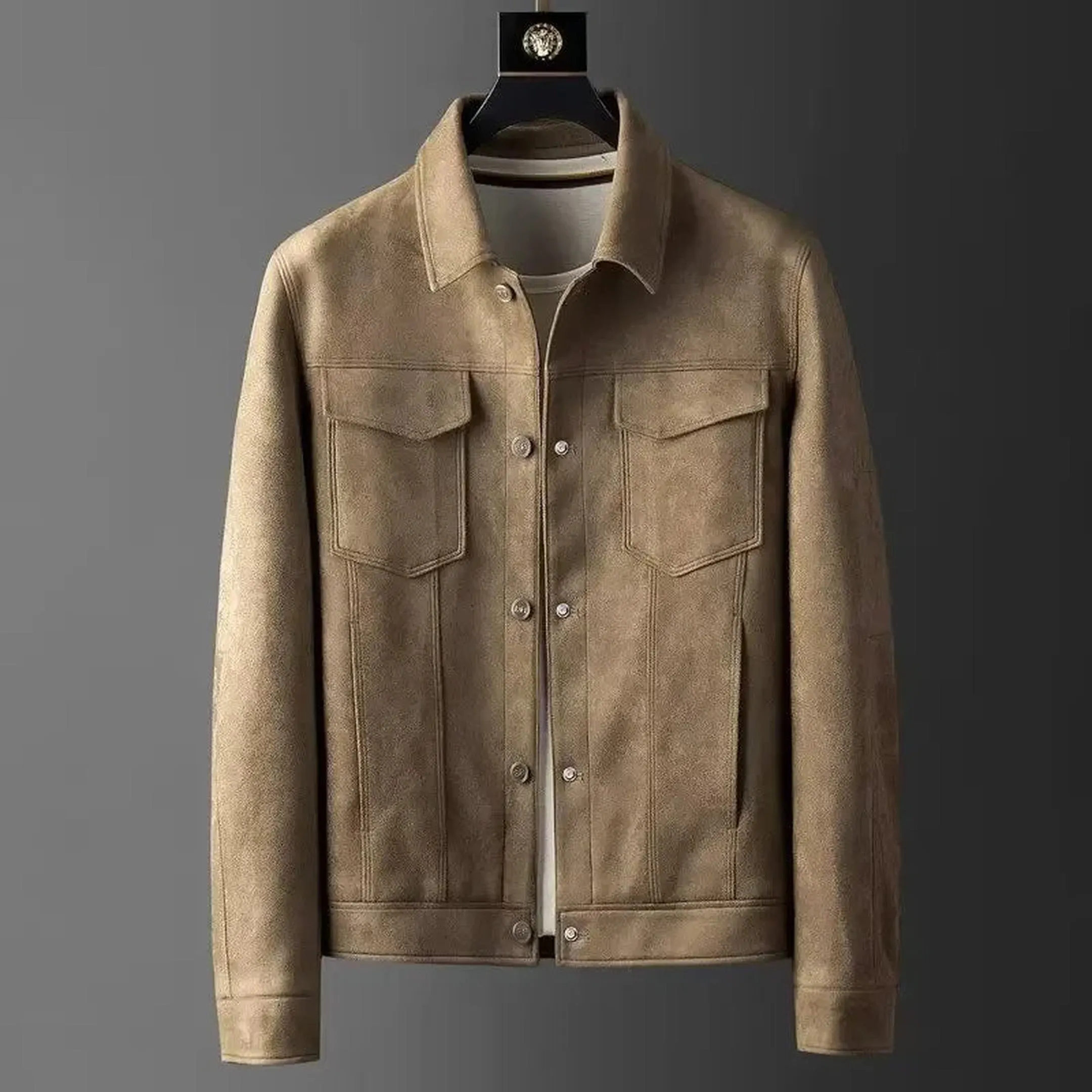 Men's Suede Trucker Jacket &ndash; Soft Western Snap-Button Overshirt