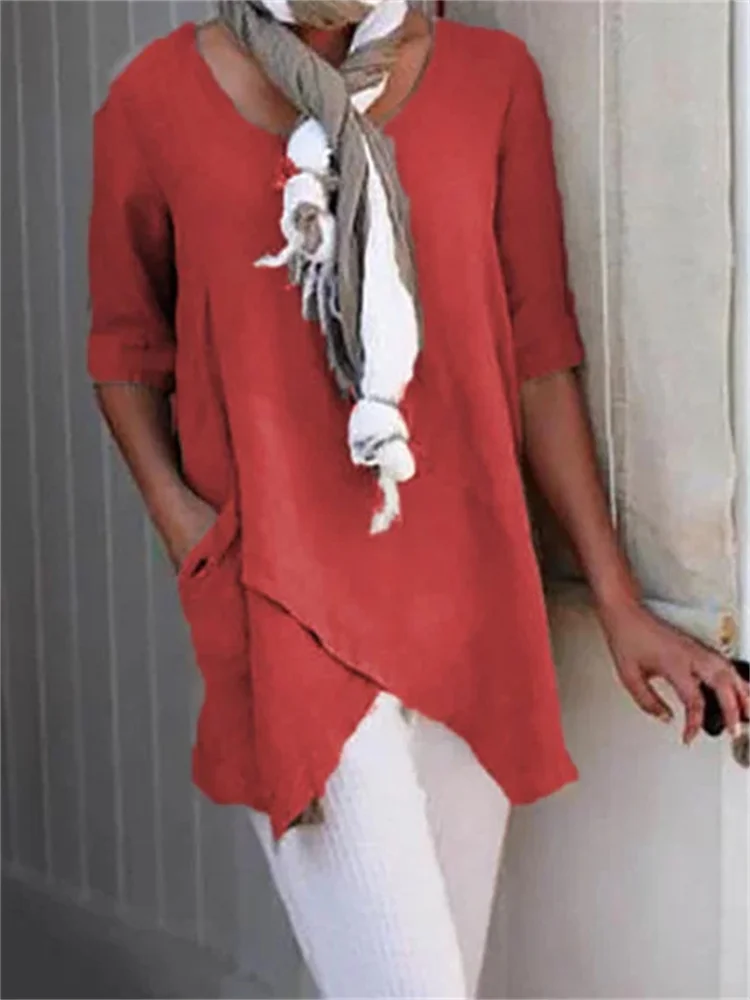 Cross Slit Bottom A Line Casual Tunic