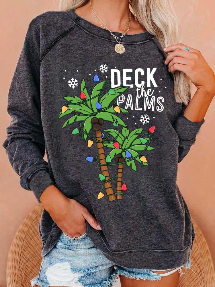 Women's   Mele Kalikimaka Bing Crosby Hawaii Print Sweatshirt
