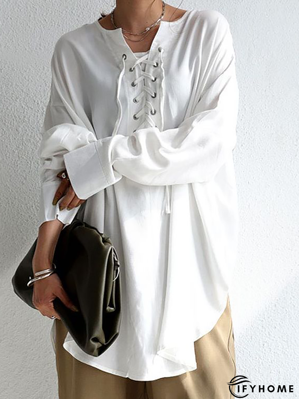 Plus size Casual Plain Tops | IFYHOME