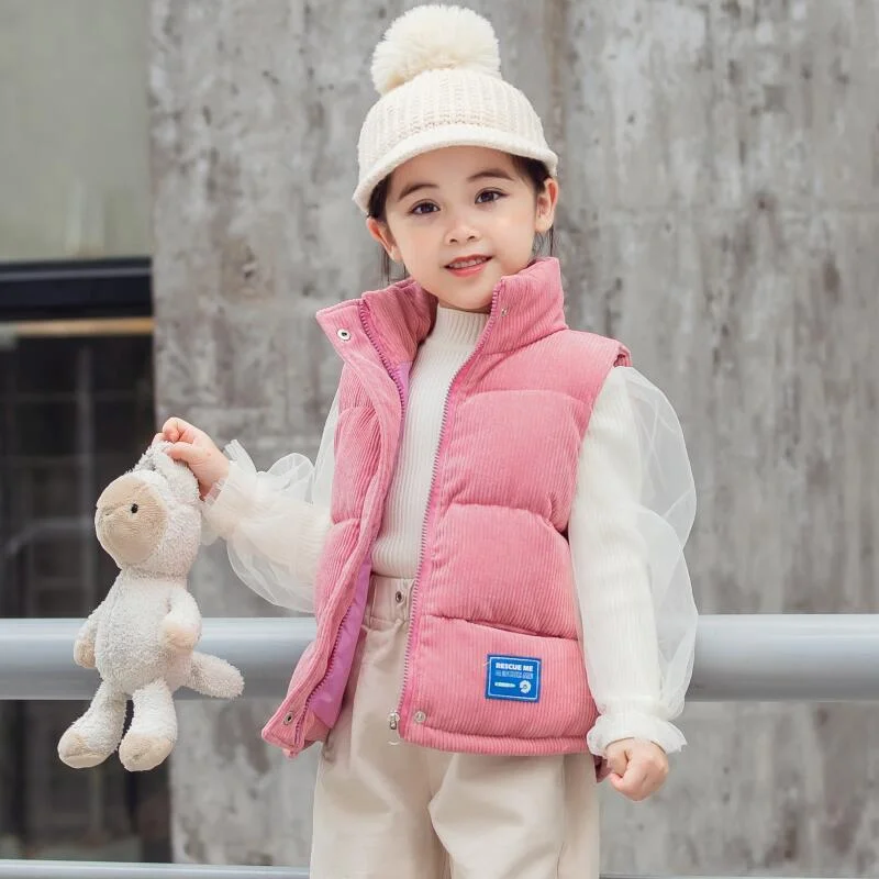 2021 New Children's Autumn  Cotton Jackets Vest To Keep Warm Boys And Girls Solid Color Casual Kids Vest For 3-10 Years