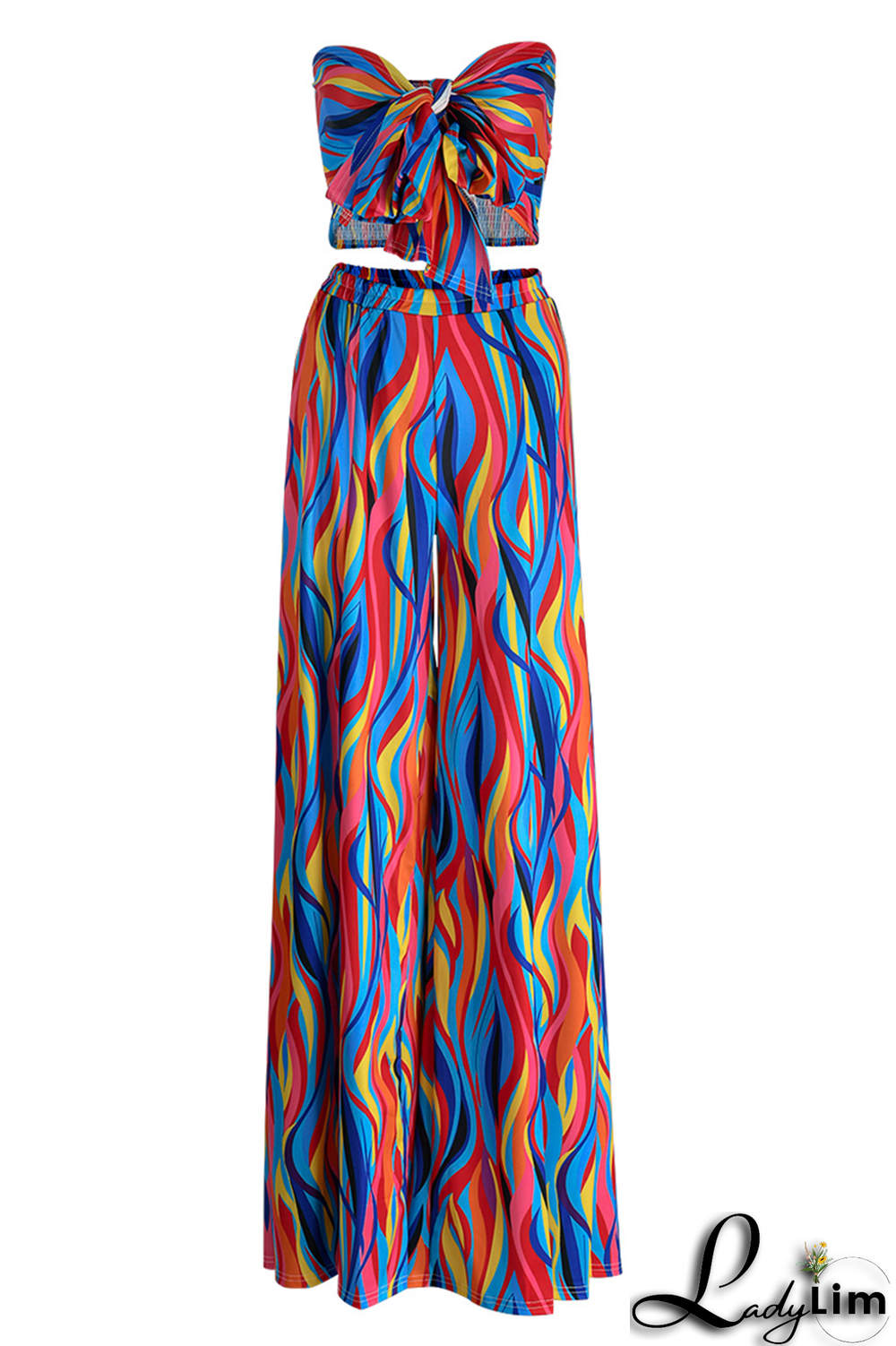 Colour Sexy Print Patchwork Strapless Sleeveless Two Pieces