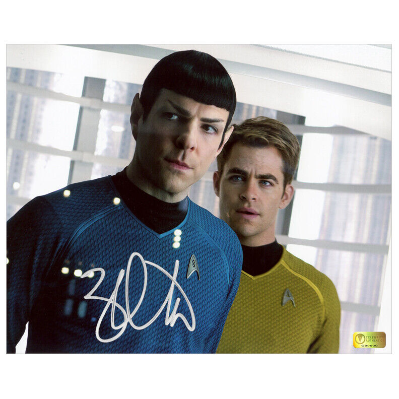 Zachary Quinto Autographed Star Trek Into Darkness with Captain Kirk 8x10 Photo Poster painting