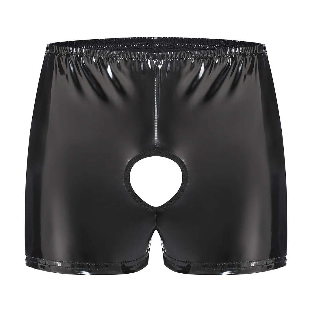 Toloer Toloer Men's PVC Bright Leather Boxers Sexy Open File Lekhoers Size Accurate No Smell-Outfit Ideas